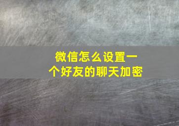 微信怎么设置一个好友的聊天加密