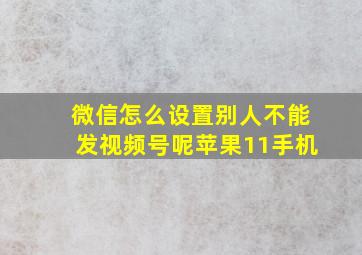 微信怎么设置别人不能发视频号呢苹果11手机