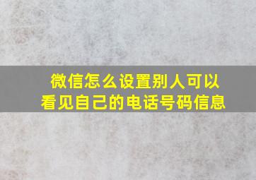 微信怎么设置别人可以看见自己的电话号码信息