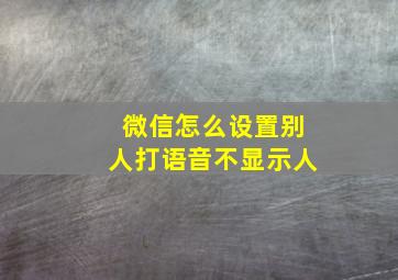 微信怎么设置别人打语音不显示人