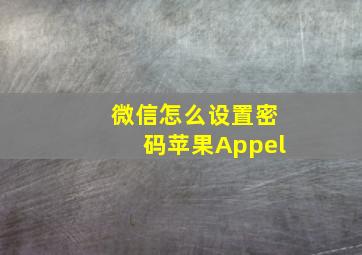 微信怎么设置密码苹果Appel