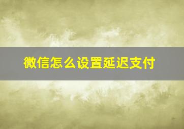 微信怎么设置延迟支付