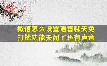 微信怎么设置语音聊天免打扰功能关闭了还有声音