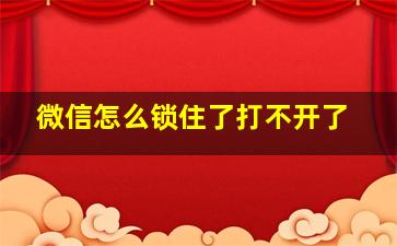 微信怎么锁住了打不开了