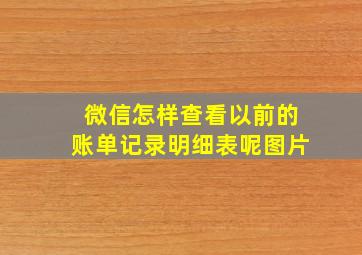 微信怎样查看以前的账单记录明细表呢图片