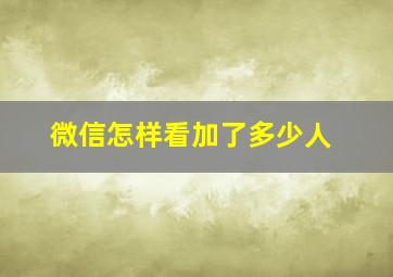 微信怎样看加了多少人