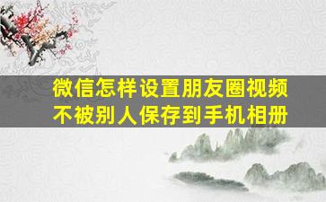 微信怎样设置朋友圈视频不被别人保存到手机相册