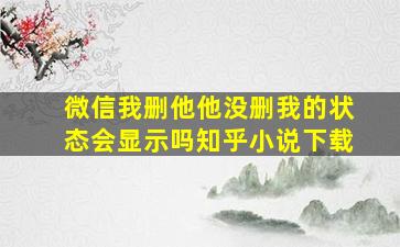 微信我删他他没删我的状态会显示吗知乎小说下载