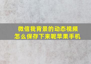 微信我背景的动态视频怎么保存下来呢苹果手机