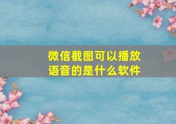 微信截图可以播放语音的是什么软件