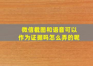 微信截图和语音可以作为证据吗怎么弄的呢