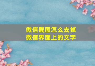 微信截图怎么去掉微信界面上的文字