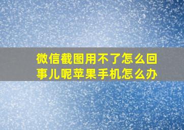 微信截图用不了怎么回事儿呢苹果手机怎么办