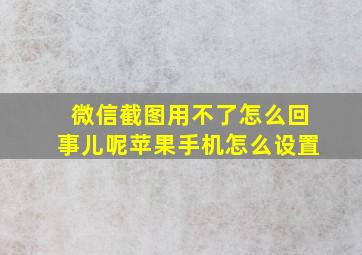 微信截图用不了怎么回事儿呢苹果手机怎么设置