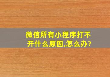 微信所有小程序打不开什么原因,怎么办?