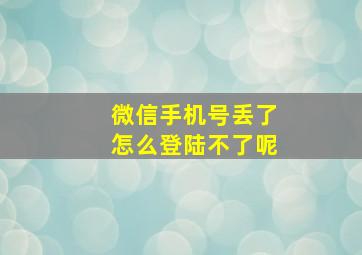 微信手机号丢了怎么登陆不了呢