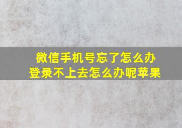 微信手机号忘了怎么办登录不上去怎么办呢苹果