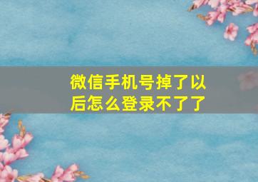 微信手机号掉了以后怎么登录不了了