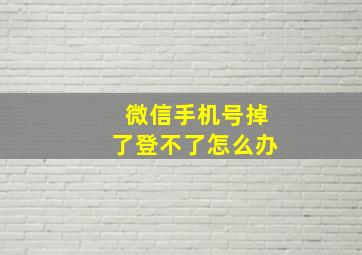 微信手机号掉了登不了怎么办