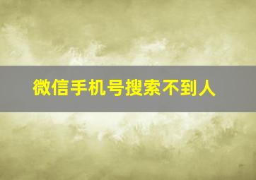 微信手机号搜索不到人