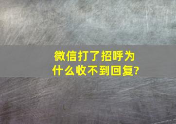 微信打了招呼为什么收不到回复?