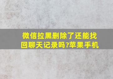 微信拉黑删除了还能找回聊天记录吗?苹果手机