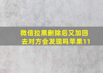 微信拉黑删除后又加回去对方会发现吗苹果11