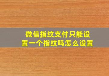 微信指纹支付只能设置一个指纹吗怎么设置