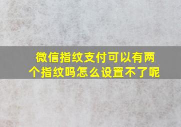 微信指纹支付可以有两个指纹吗怎么设置不了呢