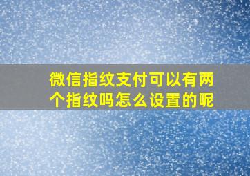 微信指纹支付可以有两个指纹吗怎么设置的呢