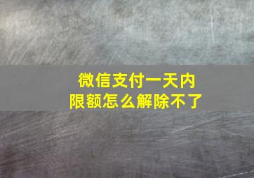 微信支付一天内限额怎么解除不了