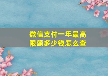 微信支付一年最高限额多少钱怎么查