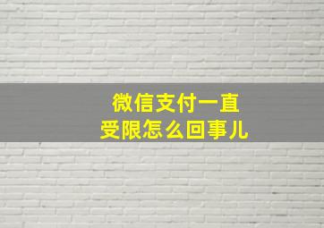 微信支付一直受限怎么回事儿