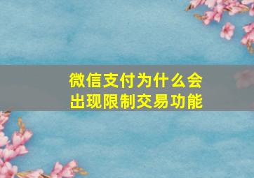 微信支付为什么会出现限制交易功能