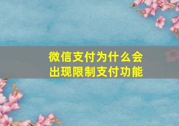 微信支付为什么会出现限制支付功能