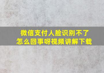 微信支付人脸识别不了怎么回事呀视频讲解下载