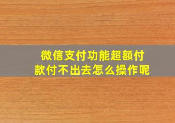 微信支付功能超额付款付不出去怎么操作呢