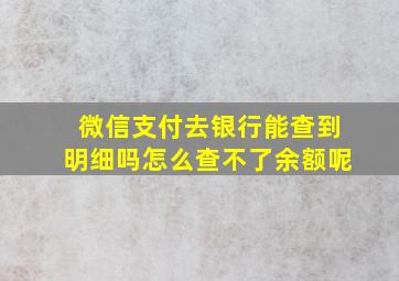 微信支付去银行能查到明细吗怎么查不了余额呢