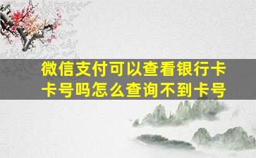 微信支付可以查看银行卡卡号吗怎么查询不到卡号