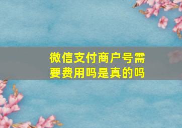 微信支付商户号需要费用吗是真的吗