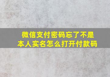 微信支付密码忘了不是本人实名怎么打开付款码