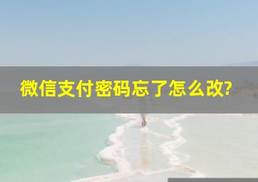 微信支付密码忘了怎么改?