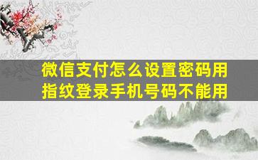 微信支付怎么设置密码用指纹登录手机号码不能用