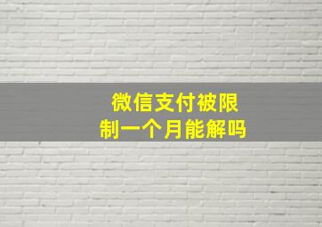 微信支付被限制一个月能解吗