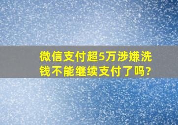 微信支付超5万涉嫌洗钱不能继续支付了吗?