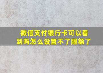 微信支付银行卡可以看到吗怎么设置不了限额了