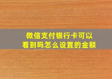 微信支付银行卡可以看到吗怎么设置的金额