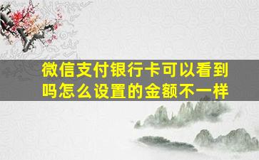 微信支付银行卡可以看到吗怎么设置的金额不一样