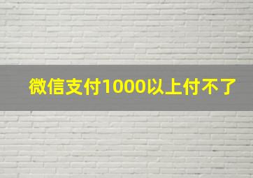 微信支付1000以上付不了