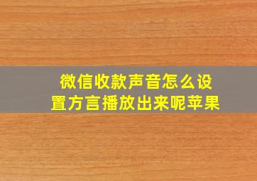 微信收款声音怎么设置方言播放出来呢苹果